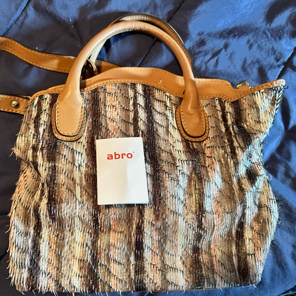 Abro Leather made in Romania Ostrich style satchel - Picture 9 of 11